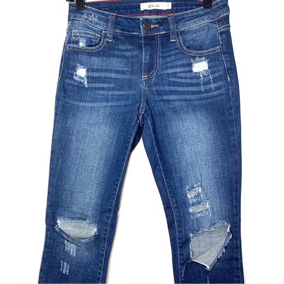 Cello Ultra Distressed Mid-rise Dark Denim Jeans - Picture 4 of 7